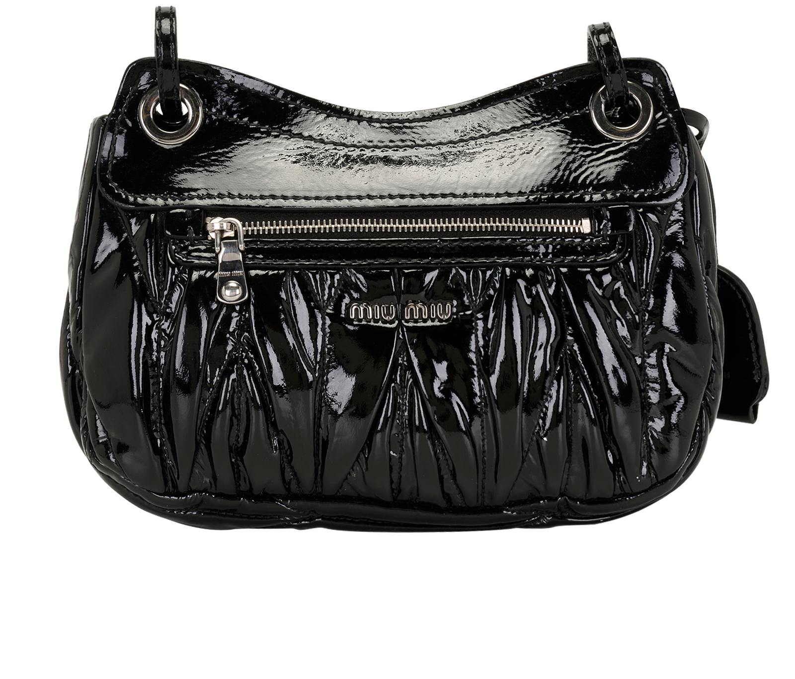 Matelasse Hobo, &pound;175, Handbags, Black, Patent Leather, Back view